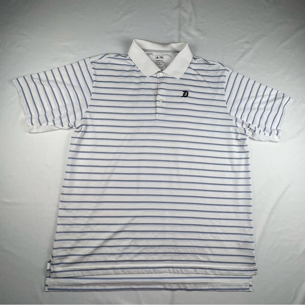 Adidas Climacore - Men’s Golf Shirt - Polo - White with blue stripes - XL